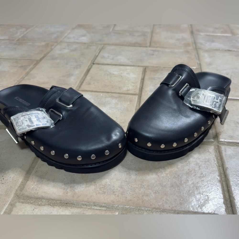 Black Studded Leather Shoes